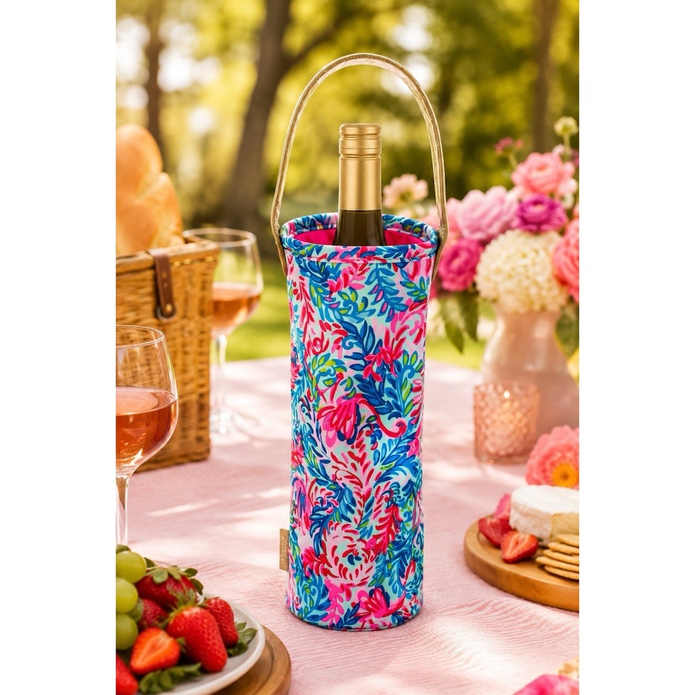 Lilly Pulitzer Flamingo Print Insulated Wine Bag Surf Blue GWP NWOT Style 011926